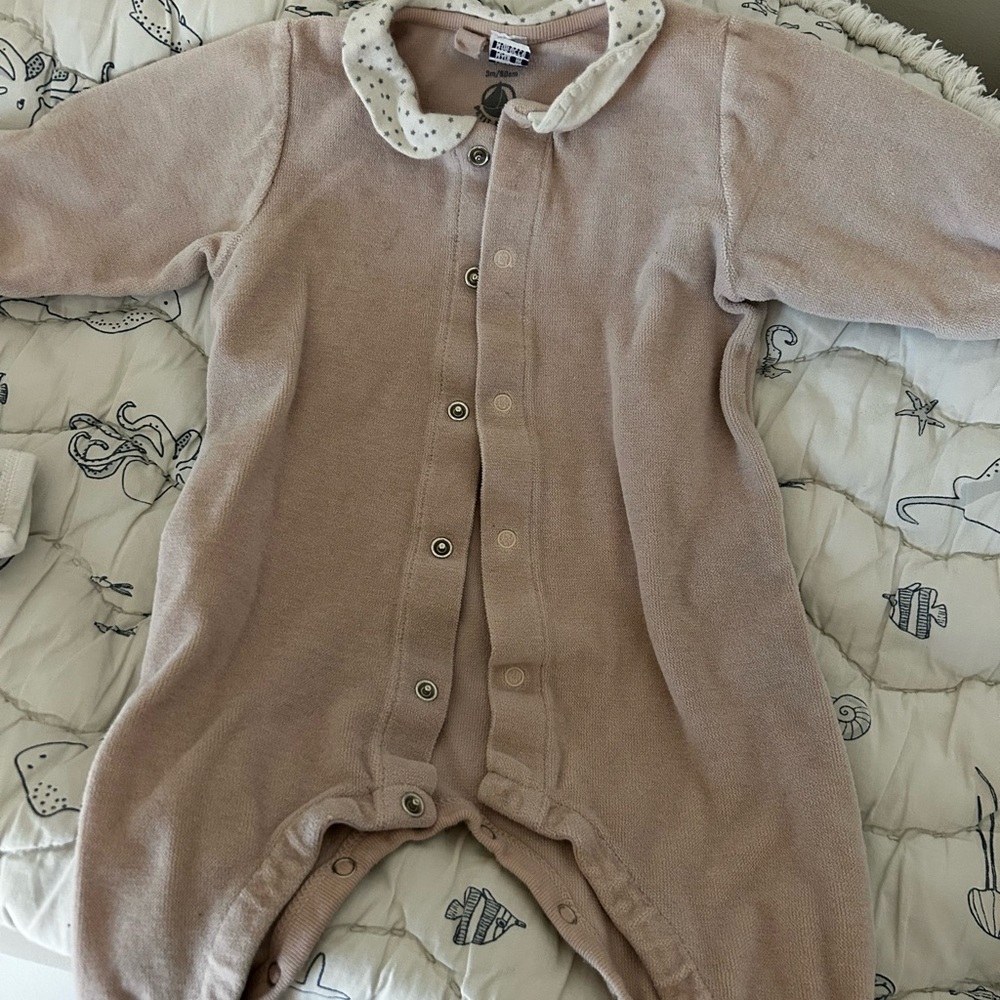 Organic velour footie 3m